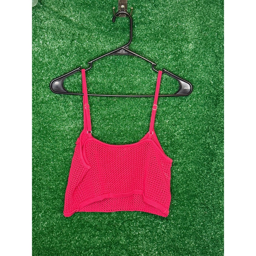 Forever 21 Pink Crochet Floral Crop Tank Top Size Small Y2K Boho - Picture 5 of 5